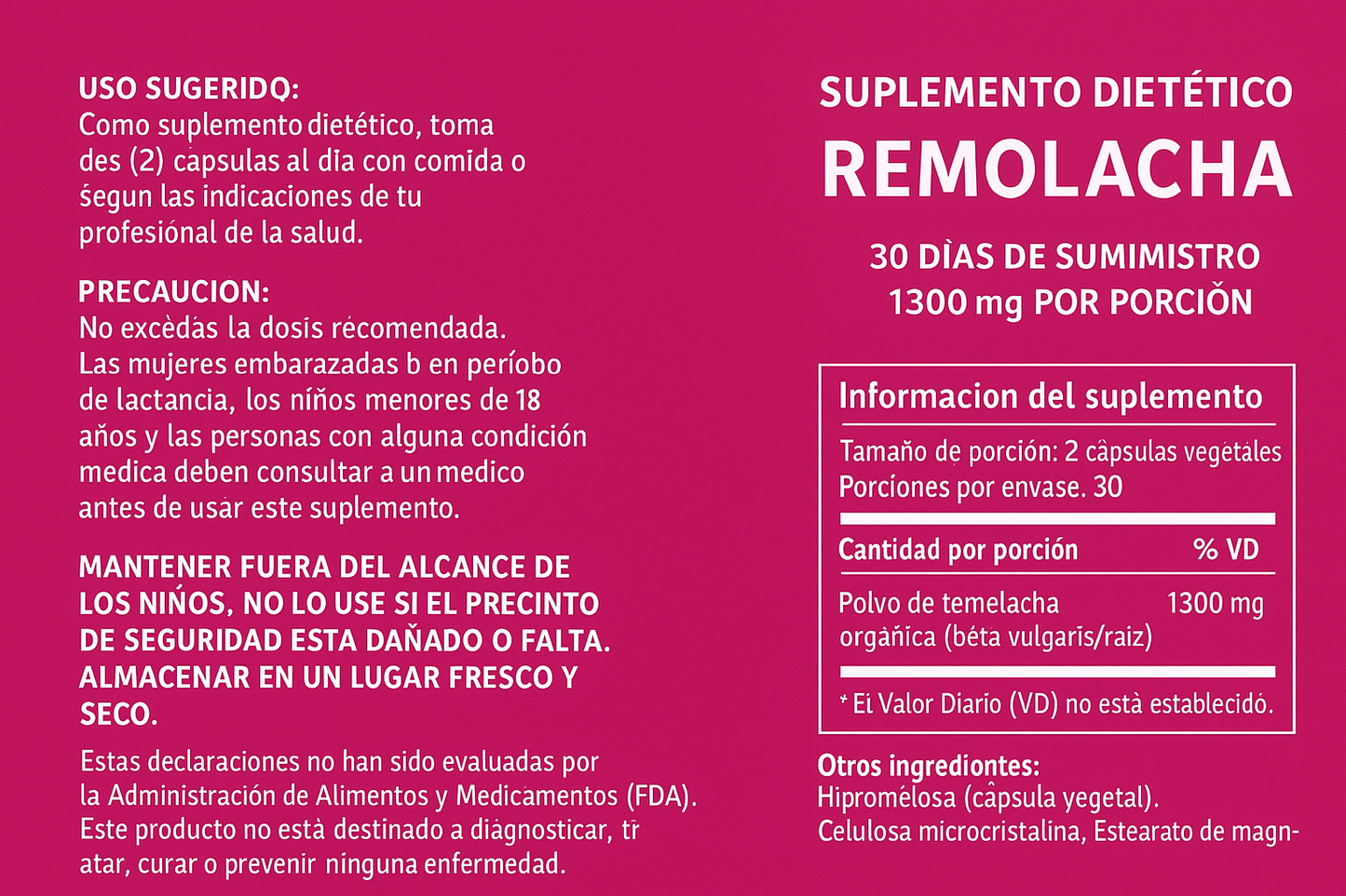 Cápsulas de Remolacha Rosabella – Apoyo Energético Natural