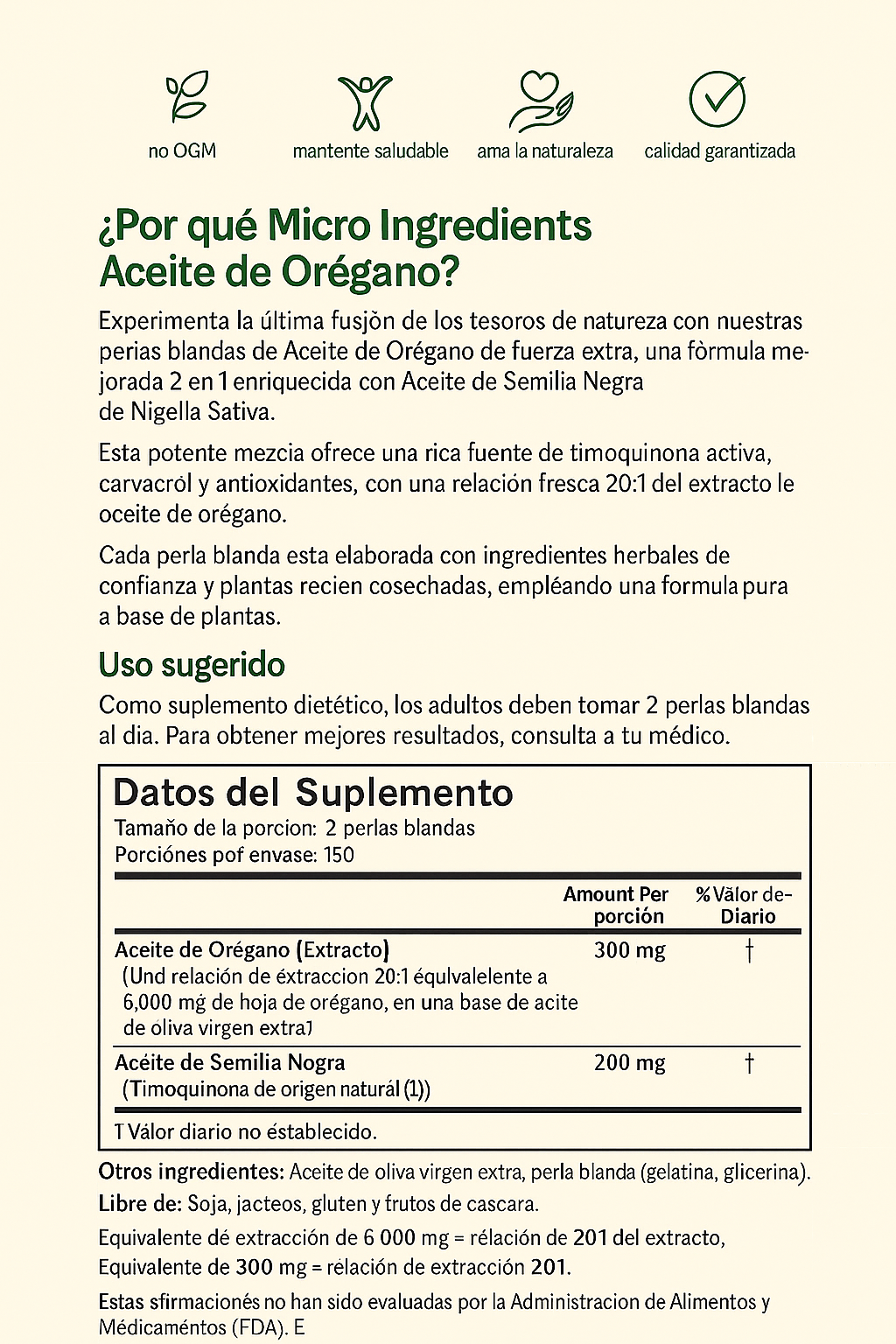 Aceite de Orégano 6000mg con Aceite de Comino Negro – Bienestar General