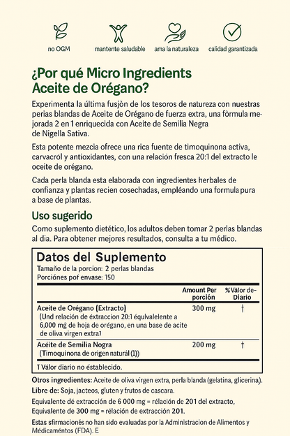 Aceite de Orégano 6000mg con Aceite de Comino Negro – Bienestar General