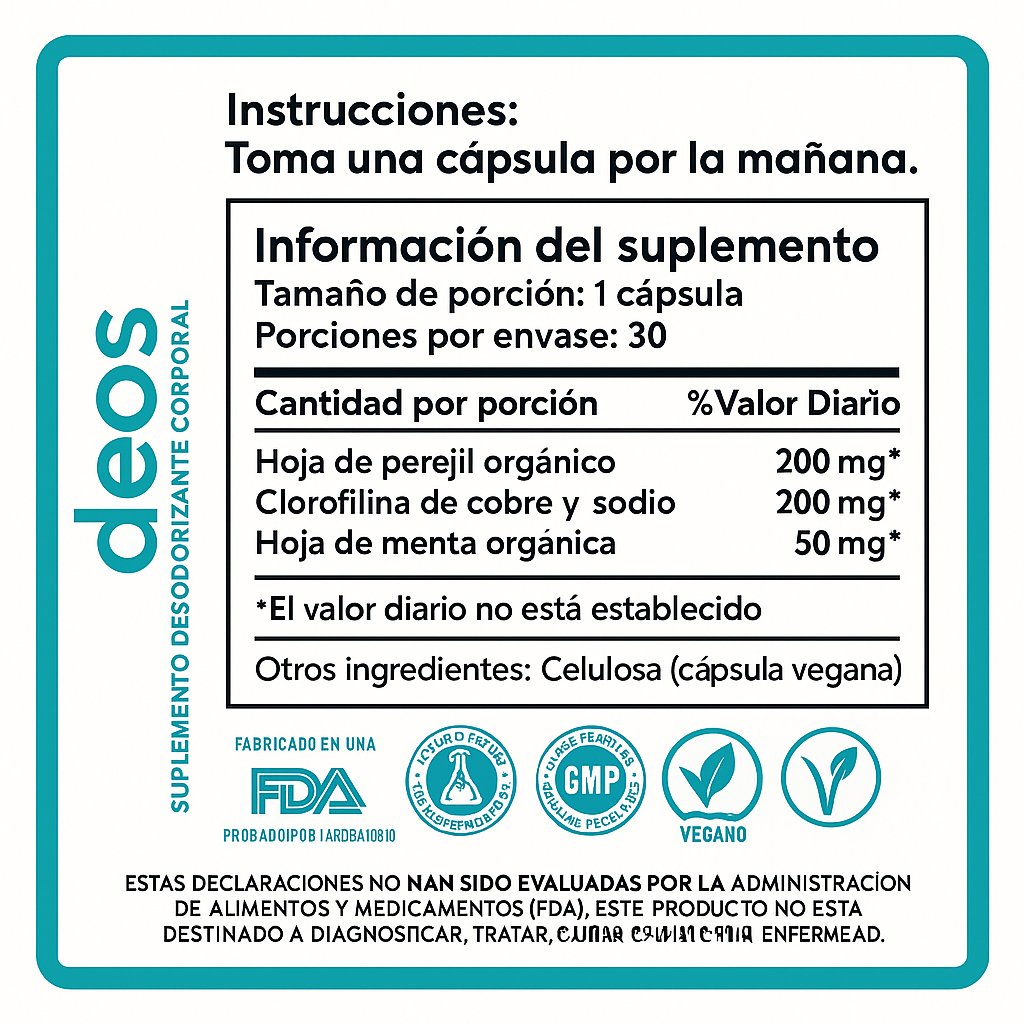 Cápsulas Naturales Deos – Apoyo para la Frescura Corporal
