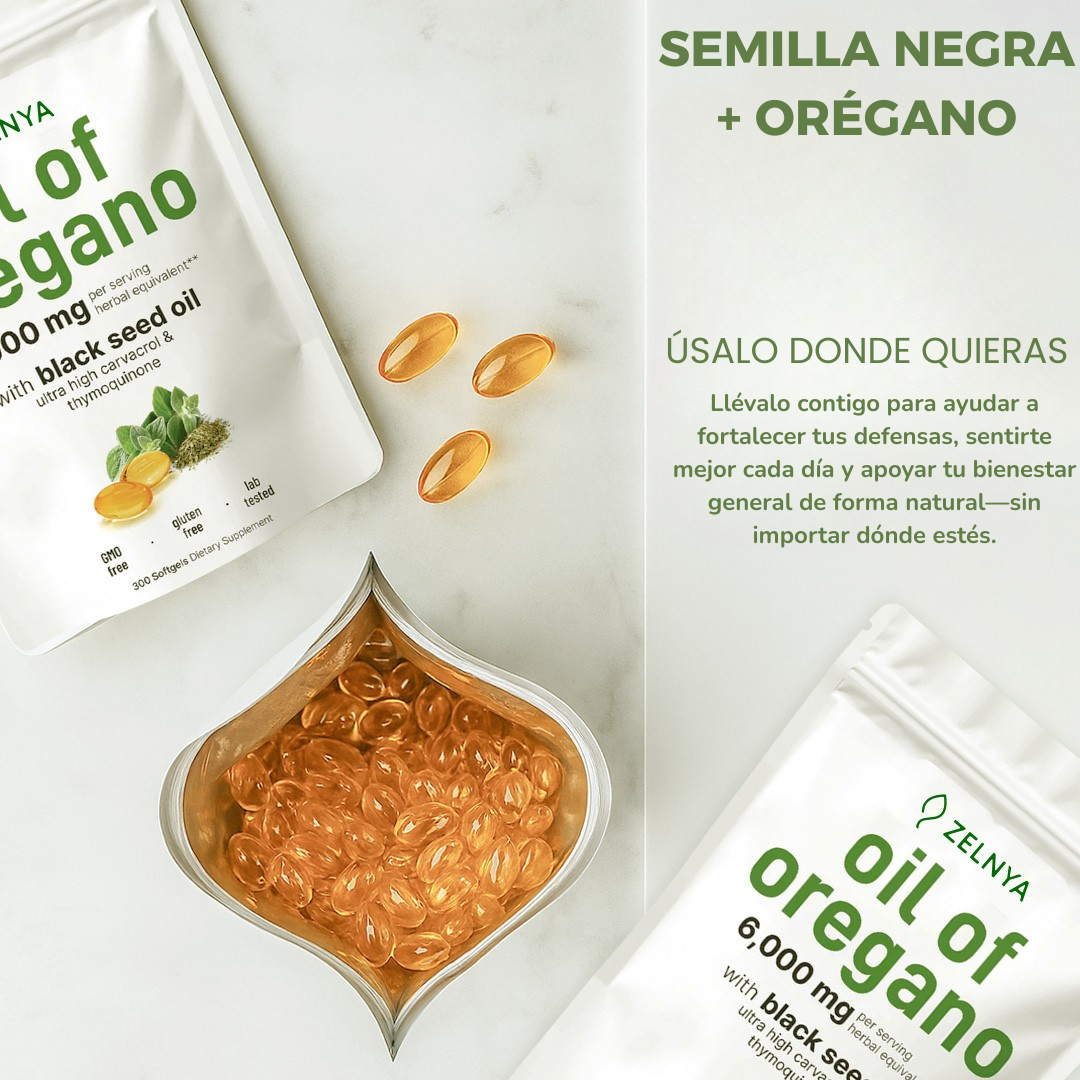 Aceite de Orégano 6000mg con Aceite de Comino Negro – Bienestar General